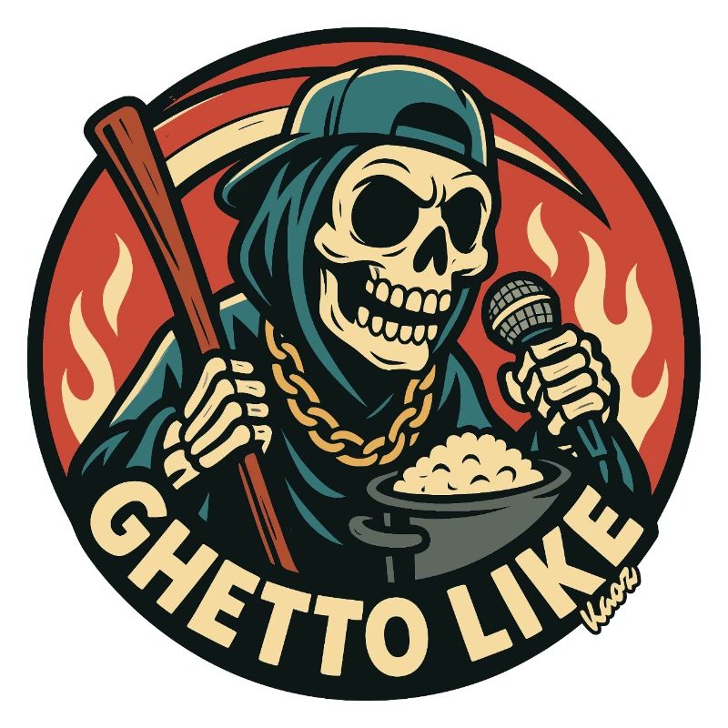 Skeleton with Microphone and Ghetto Like