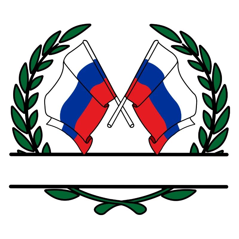 Drapeaux Russie couronne de laurier bannière