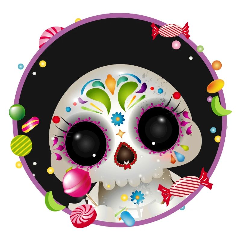 Cute Sugar Skull in candy frame