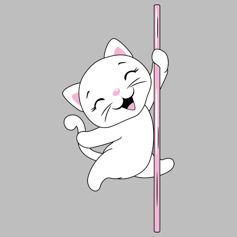 White_cat_is_dancing_on_a_pole