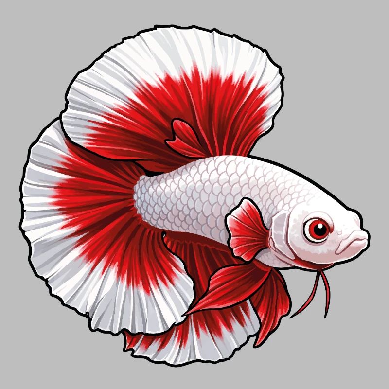 Red White Betta Fish