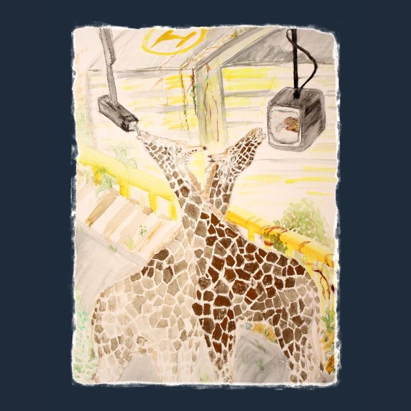 Giraffe Amid Neon Transit