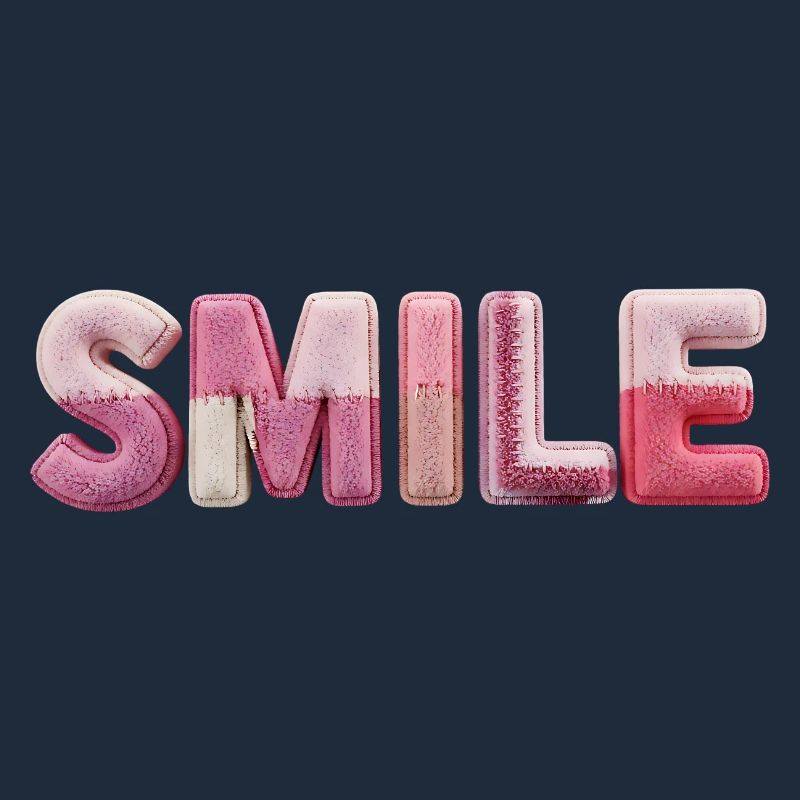 Plush Smile Lettering Patchwork Trend