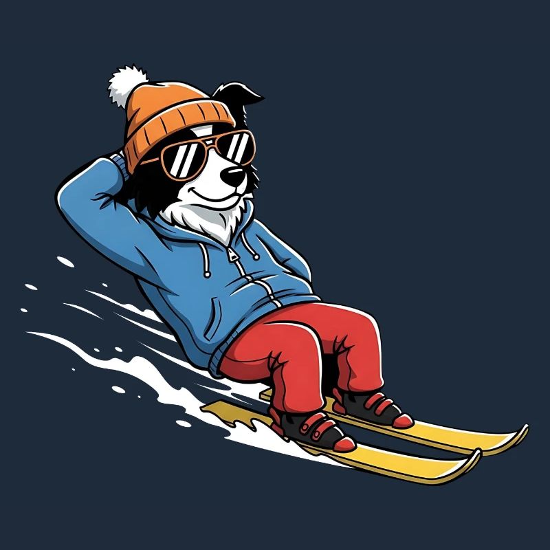 Relaxed Ski Dog With Sunglasses And Hat