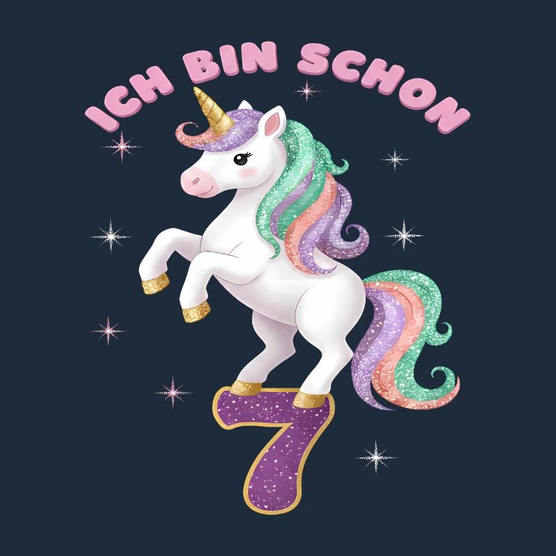 7. Geburtstag Einhorn Mädchen Ich bin schon 7
