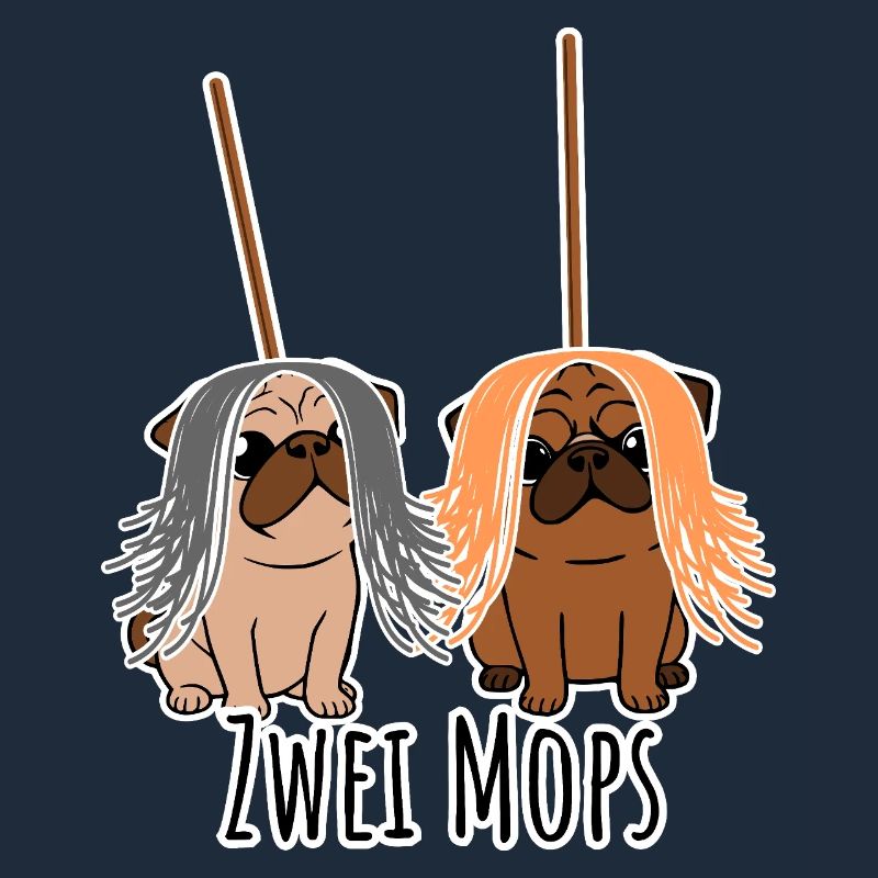 Zwei Mops - Hunde oder Putzgeräte? Hunde Humor?