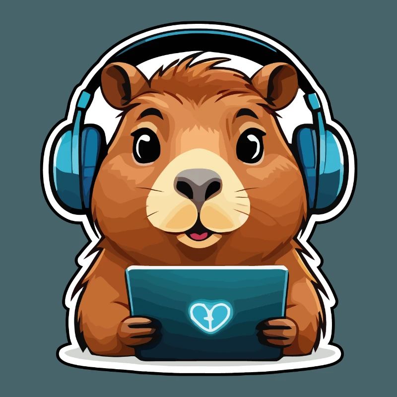 Capybara with computer