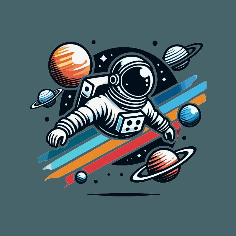 Rétro astronaute aventure spatiale planète