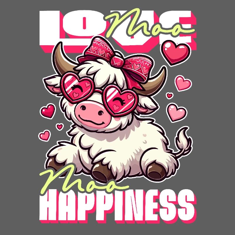 Moo Love, Moo Happiness - Conception de vache mignonne