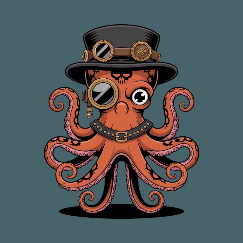 Pieuvre dans le style steampunk avec monocle