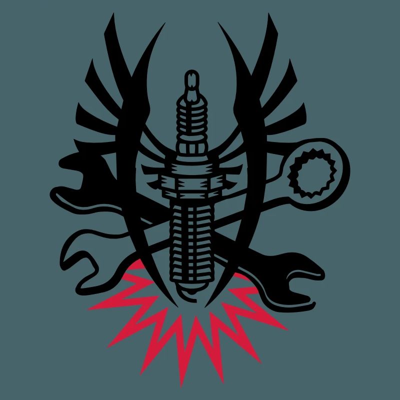 A spark plug with two wrenches