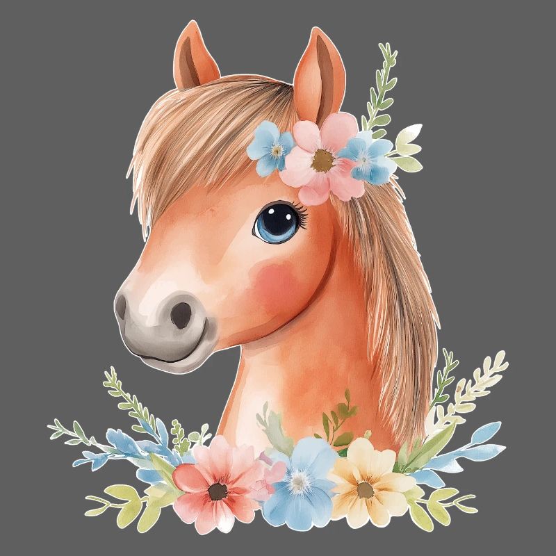 Cheval mignon avec des fleurs