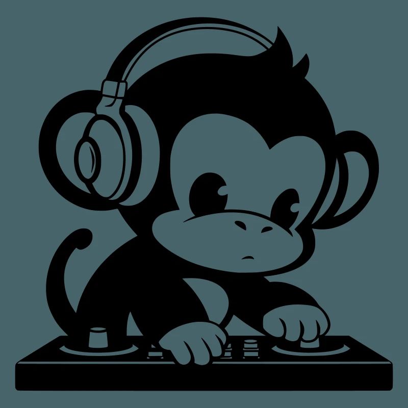 DJ Affe mit Kopfhörern