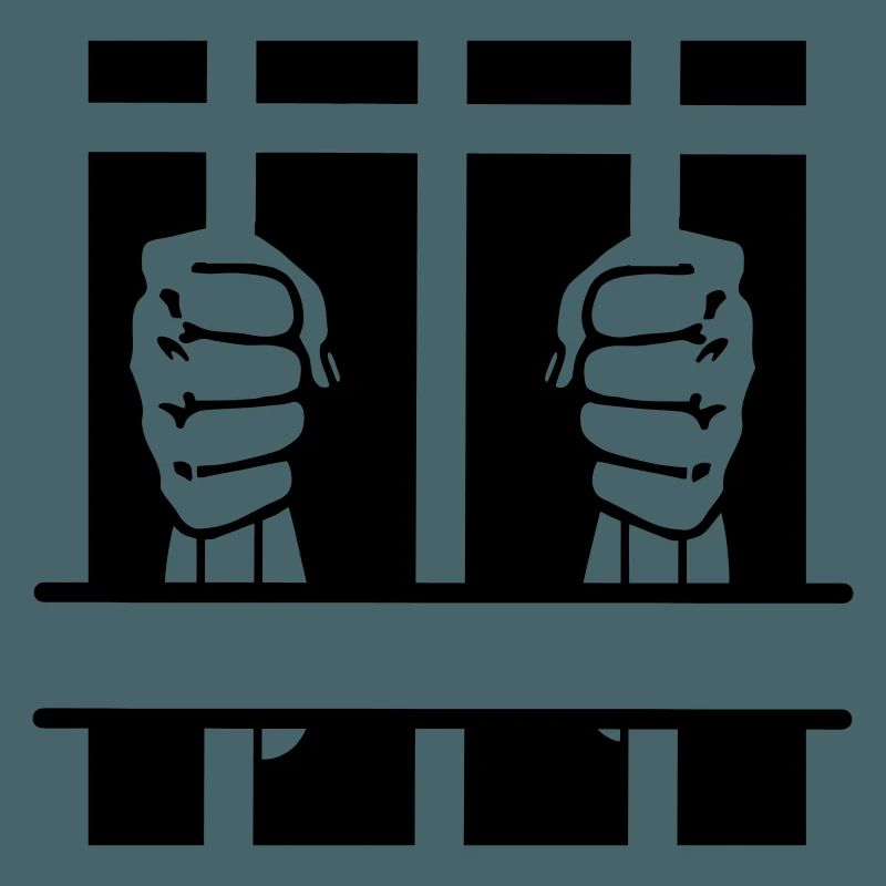 Zwei Fäuste hinter Gittern und Leerzeichen