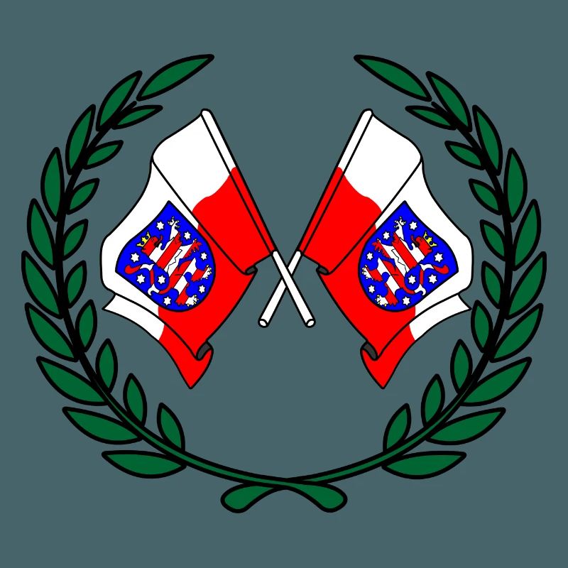 Flags Thuringia laurel wreath