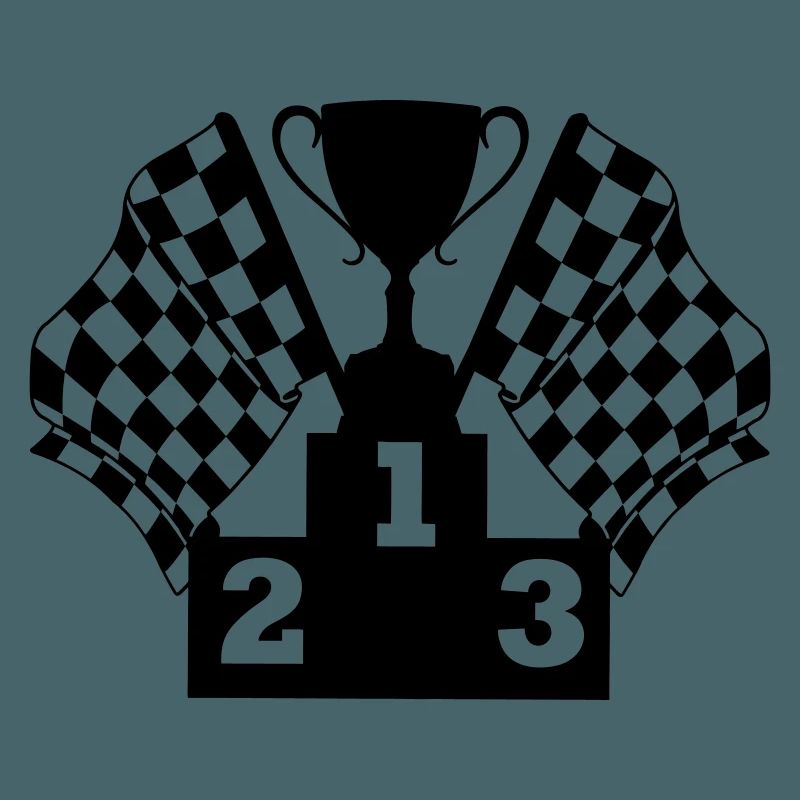 Podium du drapeau de la Coupe de course automobile