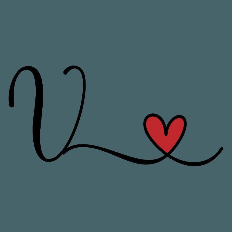 Buchstabe V Monogramm Initiale Herz
