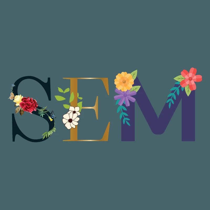 Nom SEM décoré de fleurs