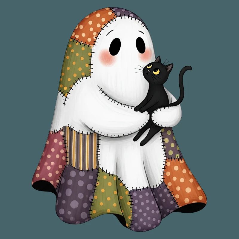 Patchwork Geist mit schwarze Katze