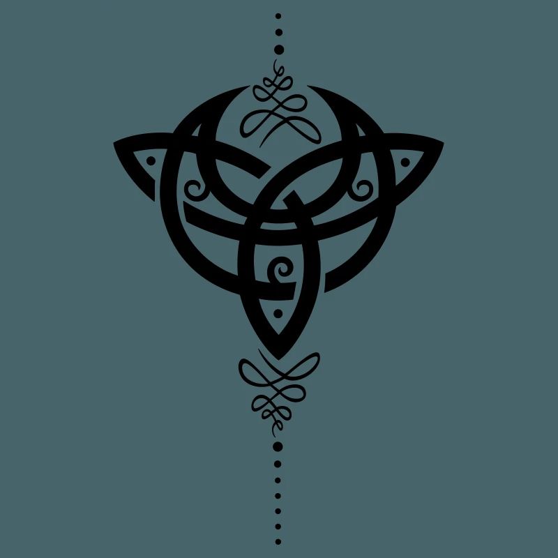 Celtic moon, crescent moon with Trinity symbol.