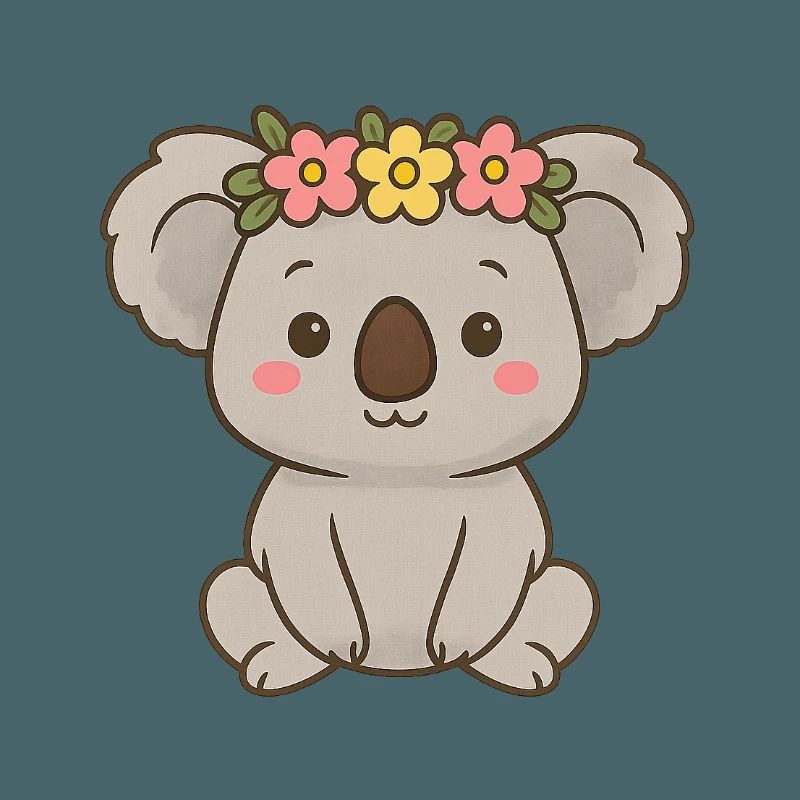 Mignon koala avec couronne de fleurs