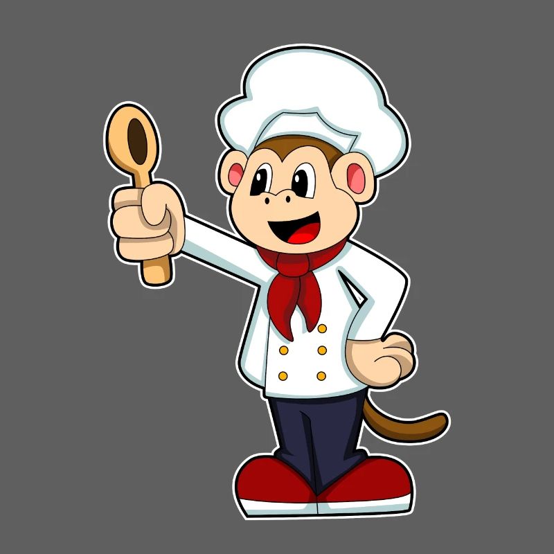 Affe Koch Kochlöffel Kochen