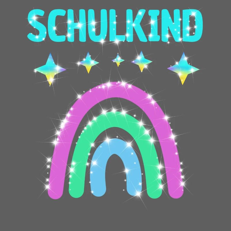 Schulkind Glitzer Regenbogen Einschulung