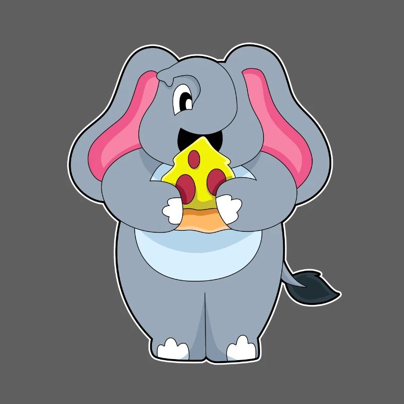 Éléphant avec pizza