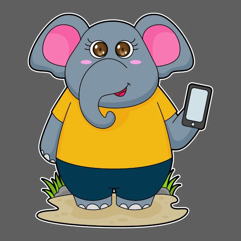 Éléphant avec téléphone portable