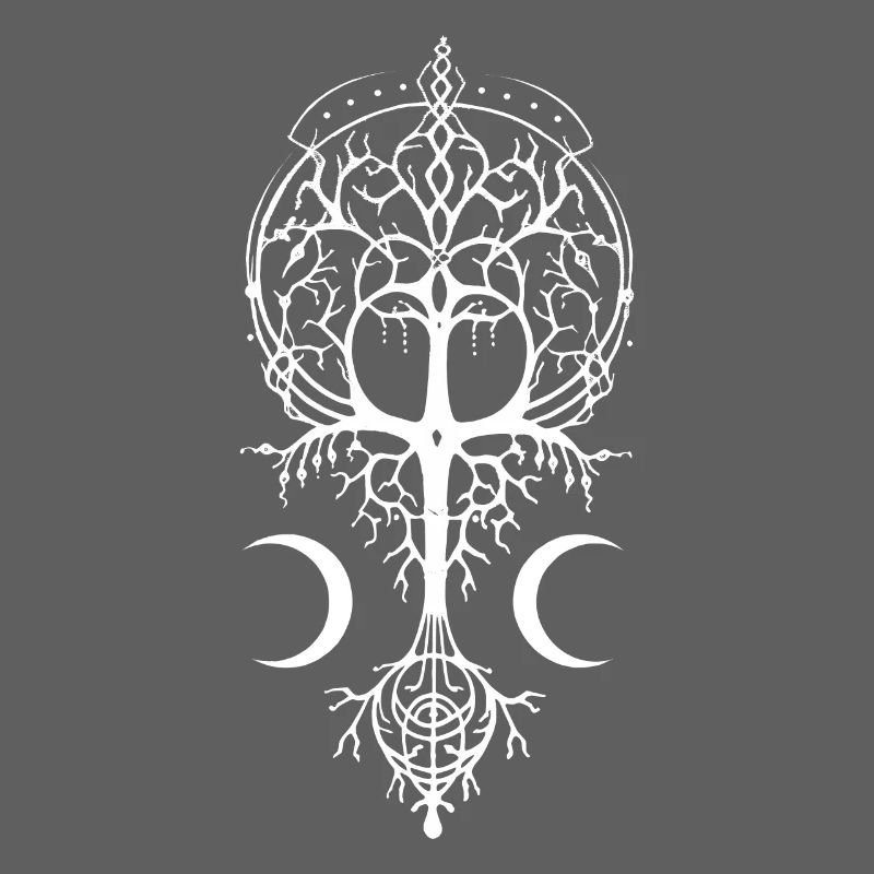 Pagan Symbol Magic Tree Wicca Occult Moon