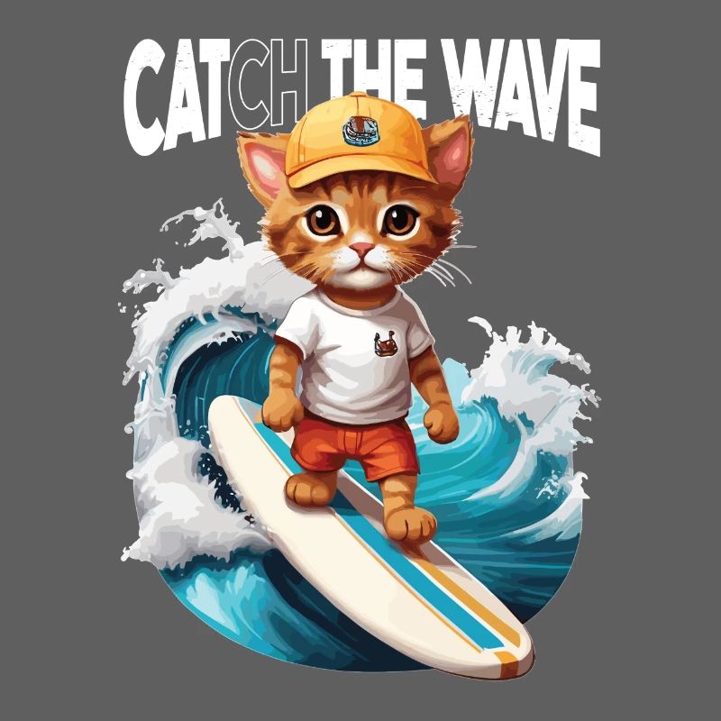 Chat Surfeur Attrape la Vague