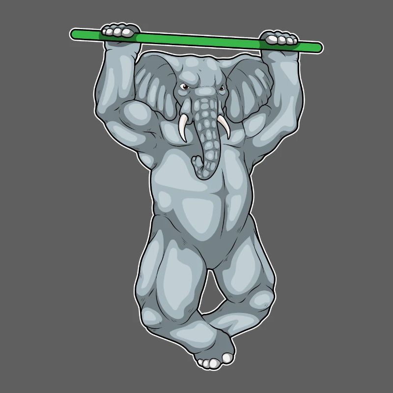 Elephant Bodybuilder Pull-Ups Bodybuilding