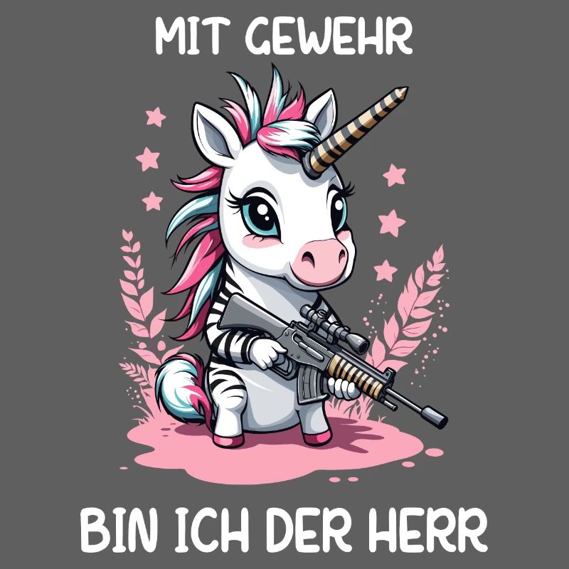 Einhorn mit Jagdgewehr