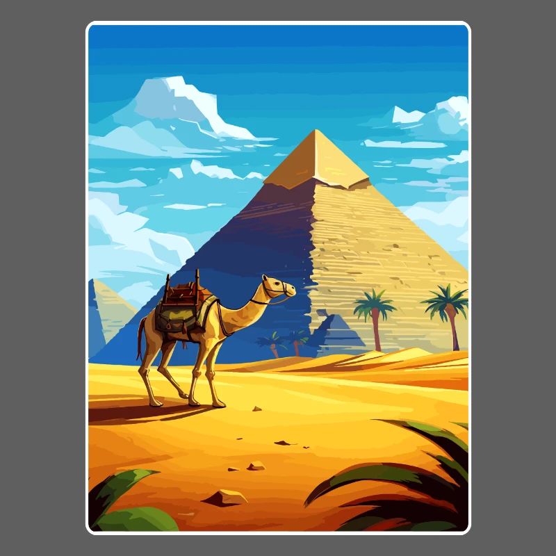 Le Caire, Égypte, Grandes Pyramides De Gizeh, Affiche De Voyage