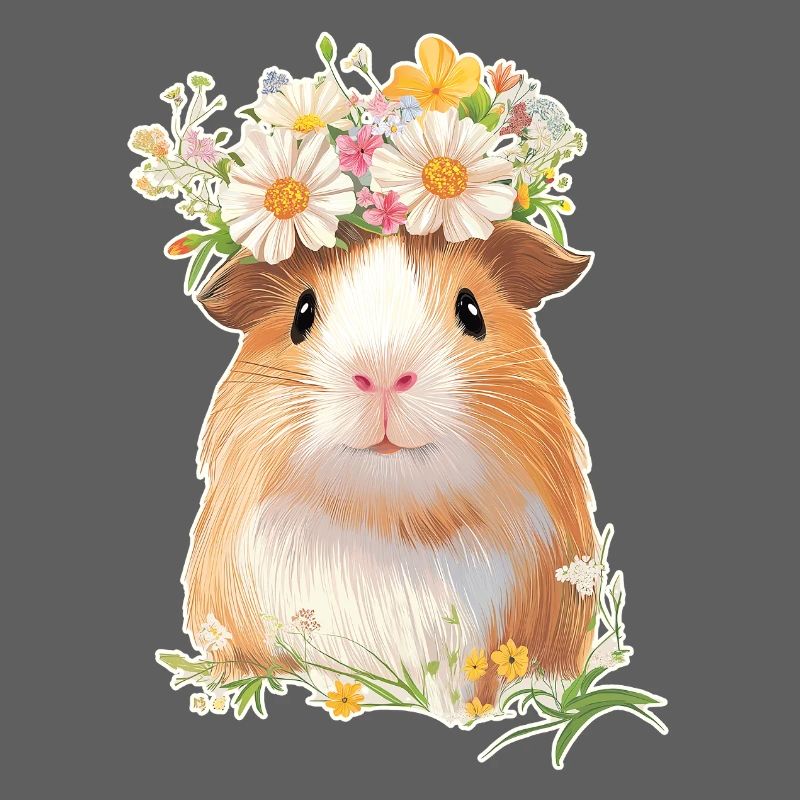 Cochon d’Inde avec des fleurs