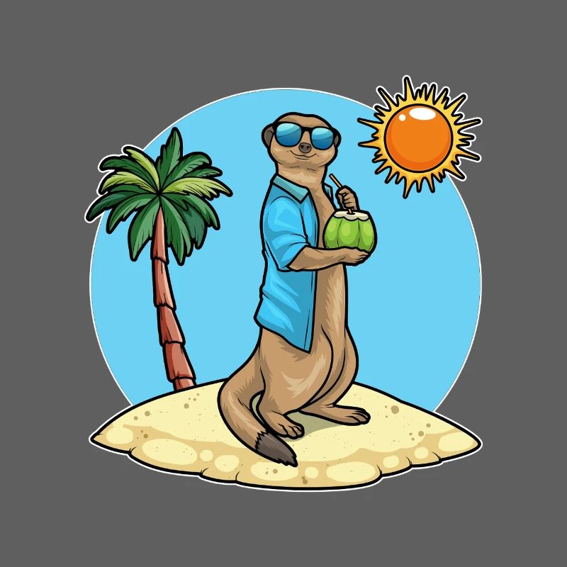 Erdmännchen Strand Kokosnuss Sommer