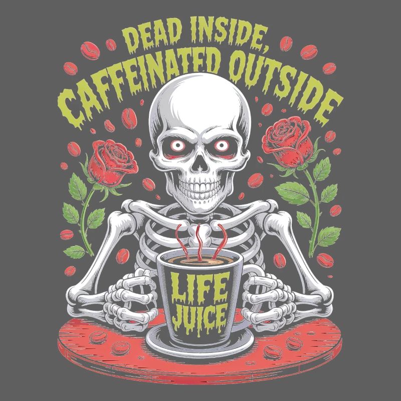 Dead Inside Caffeinated Outside Skeleton Coffee