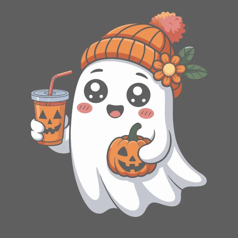 Ghost Halloween Pumpkin Latte Fun