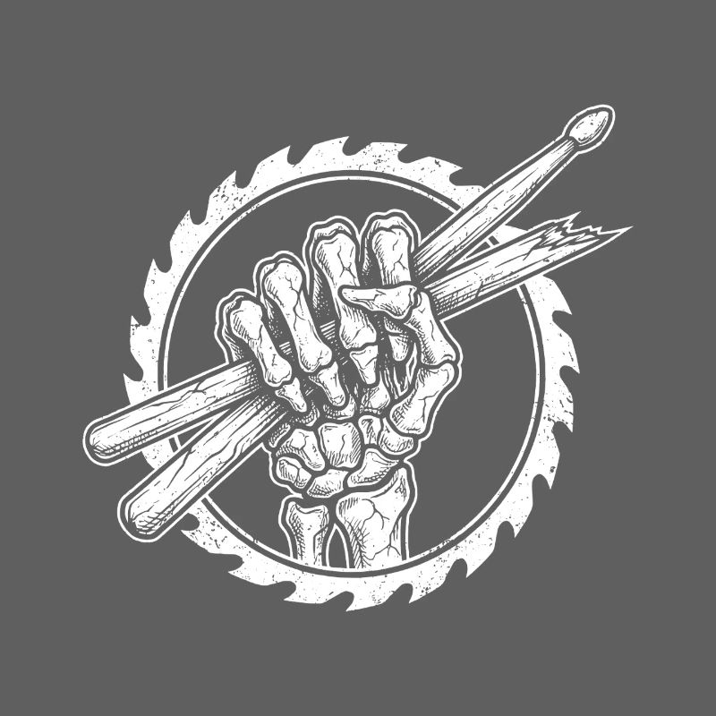 Skelett Hand mit Drumsticks