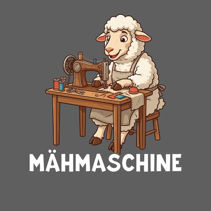Tonduse Douce brebis à la machine à coudre