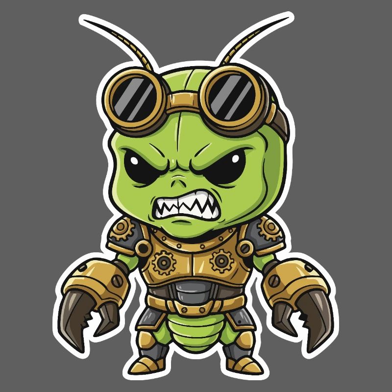 Alien Steampunk Warrior Armor Brass