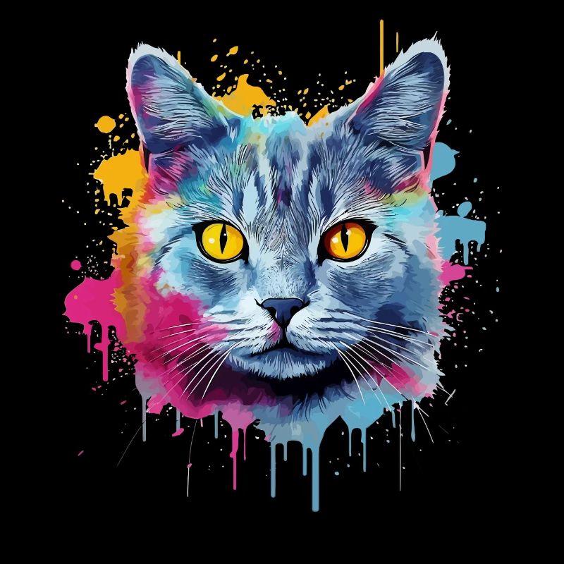 Splash Art Chartreux Katzengesicht Farbe