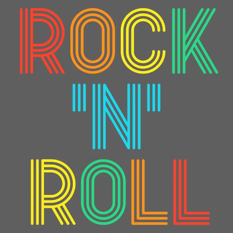 Texte néon rétro multicolore Rock’N’Roll