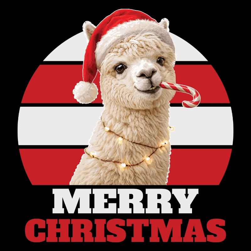 Alpaca with candy cane