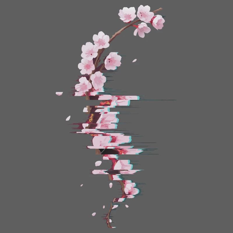 Branche moderne de Fleurs de cerisier glitch
