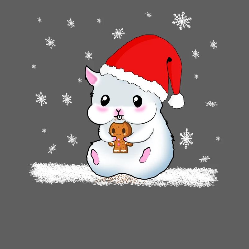 A Sweet Hamster Eats A Cookie While It Snows