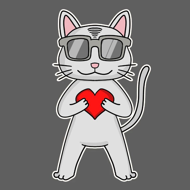 Chat avec coeur et lunettes - Devon Rex