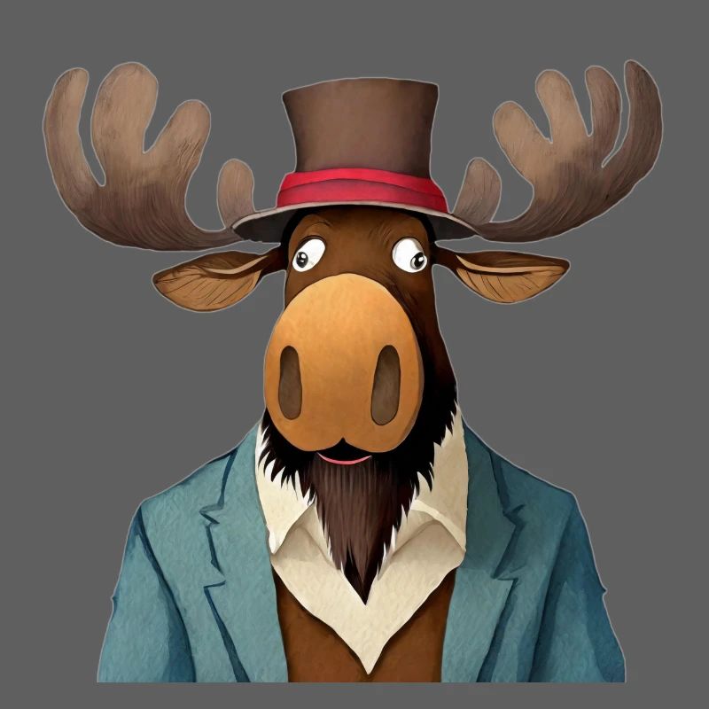 funny moose in a hat