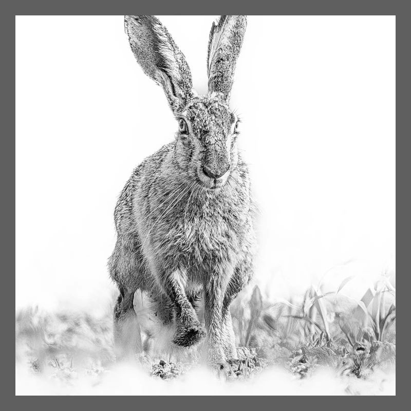 Lapin sautillant noir blanc
