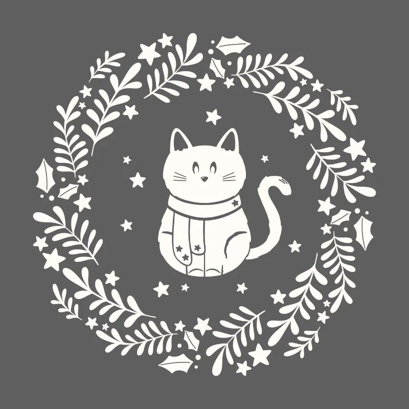 Couronne de Noël avec chat mignon